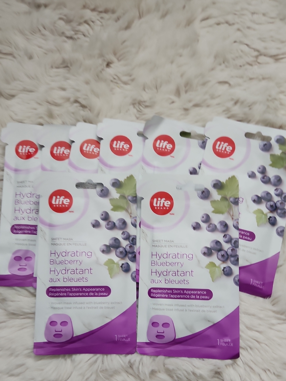 Life Brand Hydrating Blueberry Sheet Mask - Set Of 8